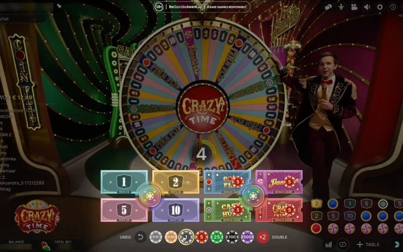 Enjoy playing Crazy Time game in real time.