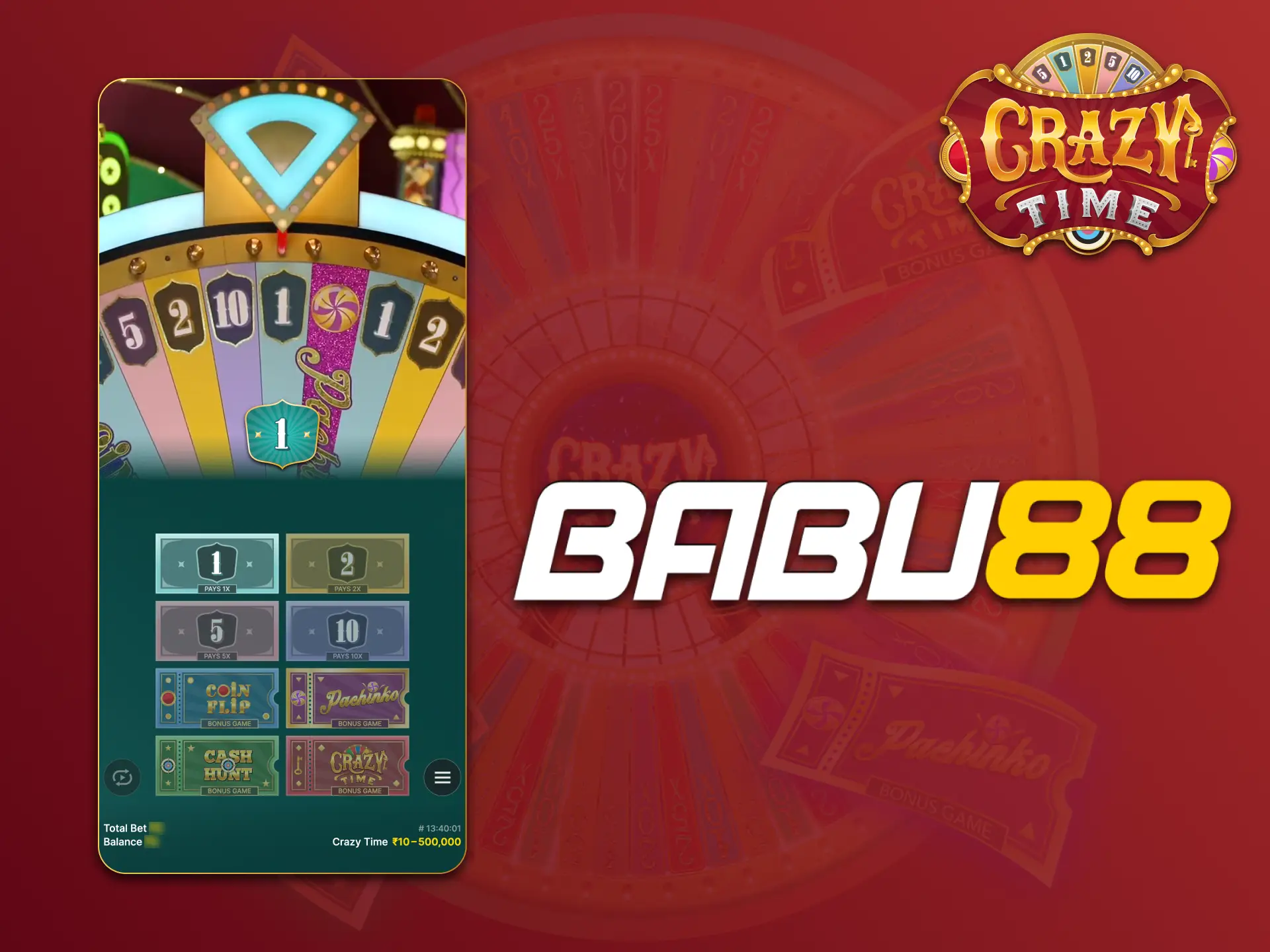 Babu88 has a mobile version to play Crazy Time.