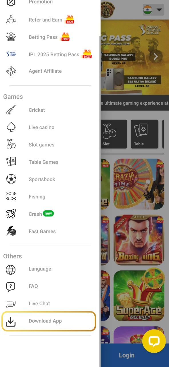 Scroll down and find the Crazy Time download link.