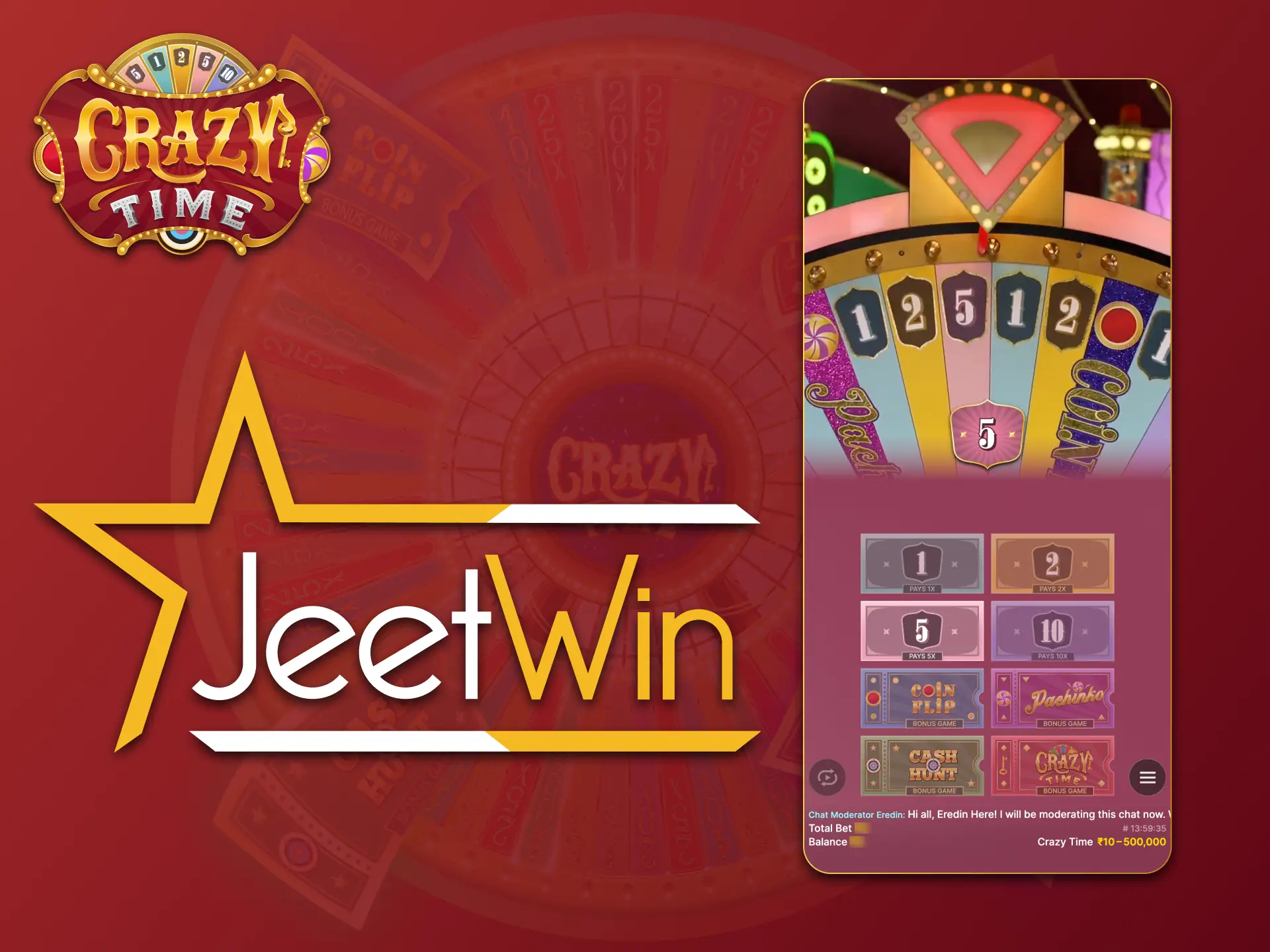 Play Crazy Time for free on JeetWin app.