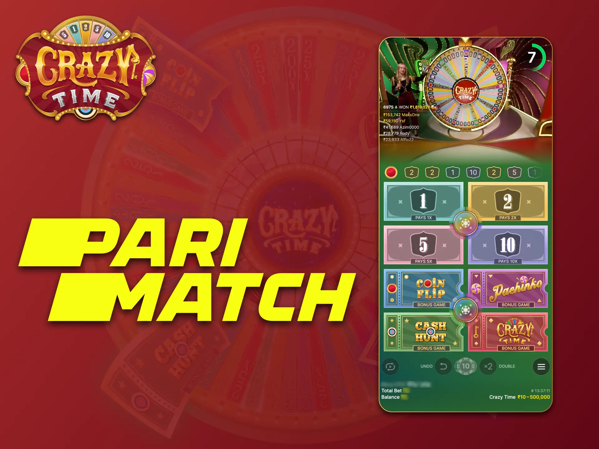 Download Parimatch app and enjoy Crazy Time game.
