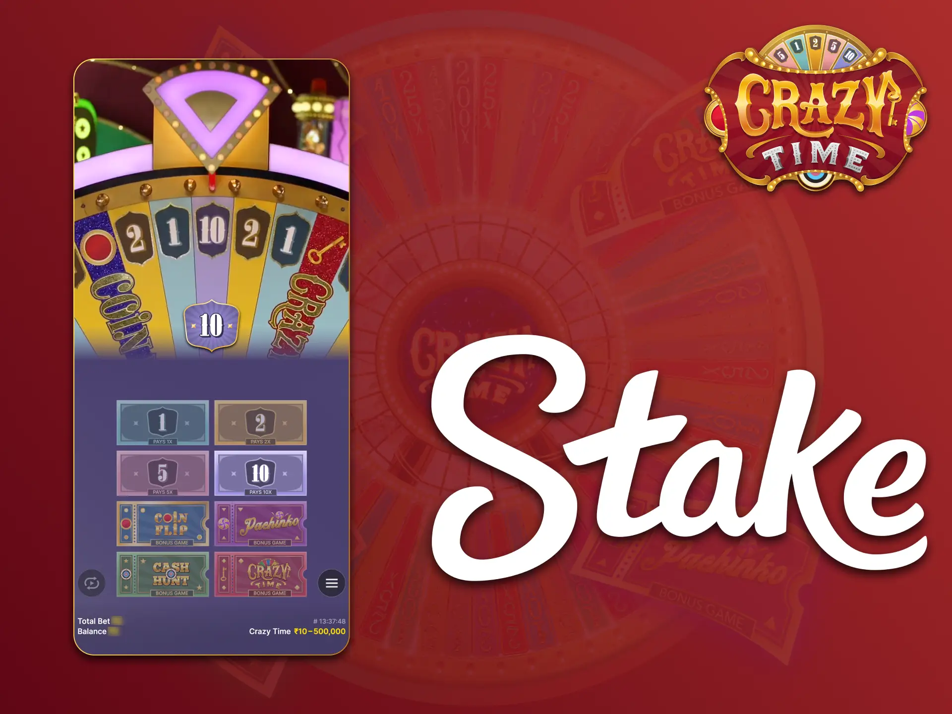 Stake app offers you to play Crazy Time.