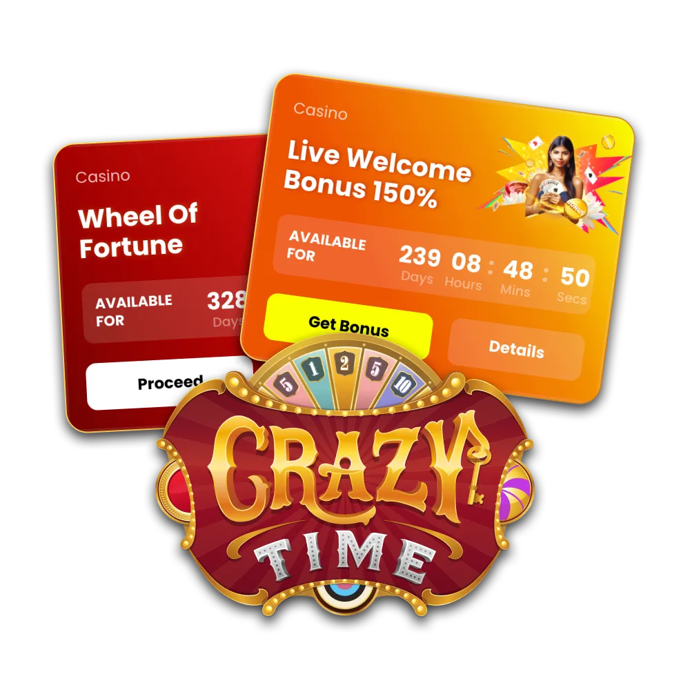 Use casino bonuses to play Crazy Time in India.
