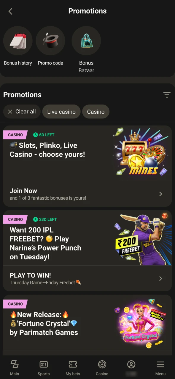 Get the bonus and enjoy Crazy Time live game.