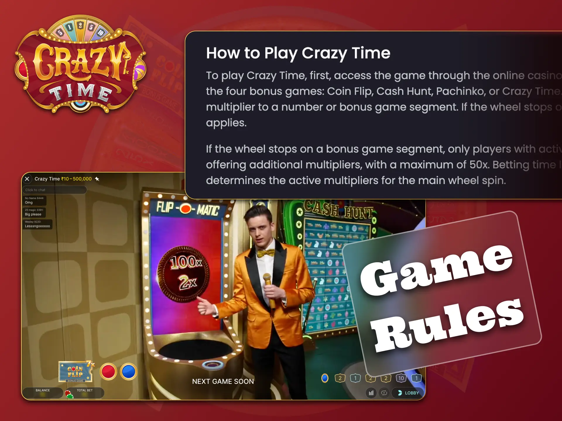 Learn how to play Crazy Time live game.