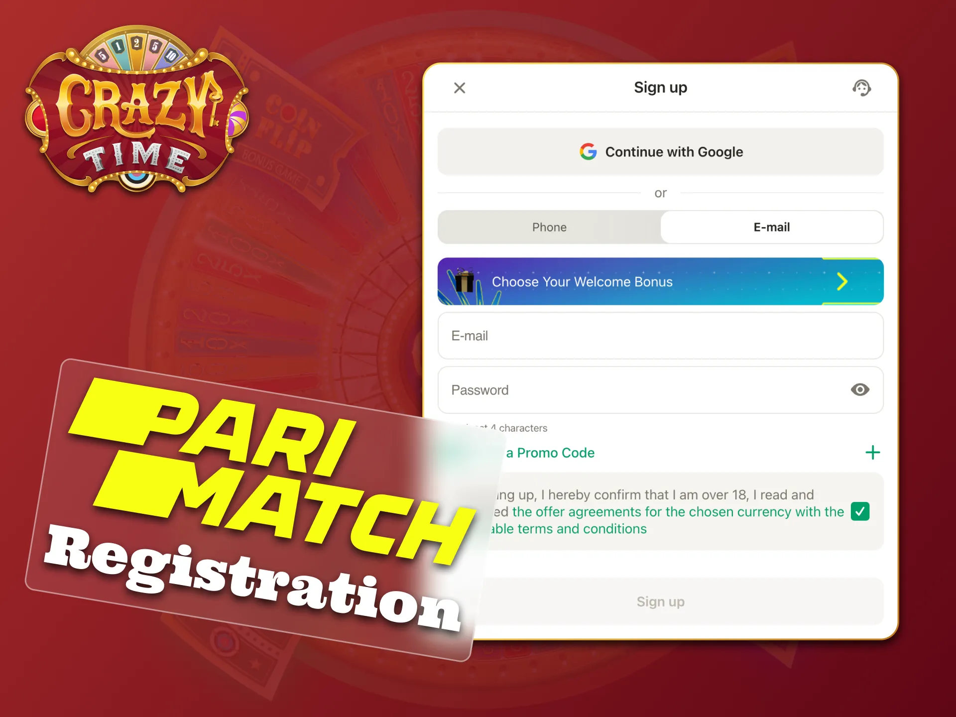 Register at Parimatch to start playing Crazy Time.
