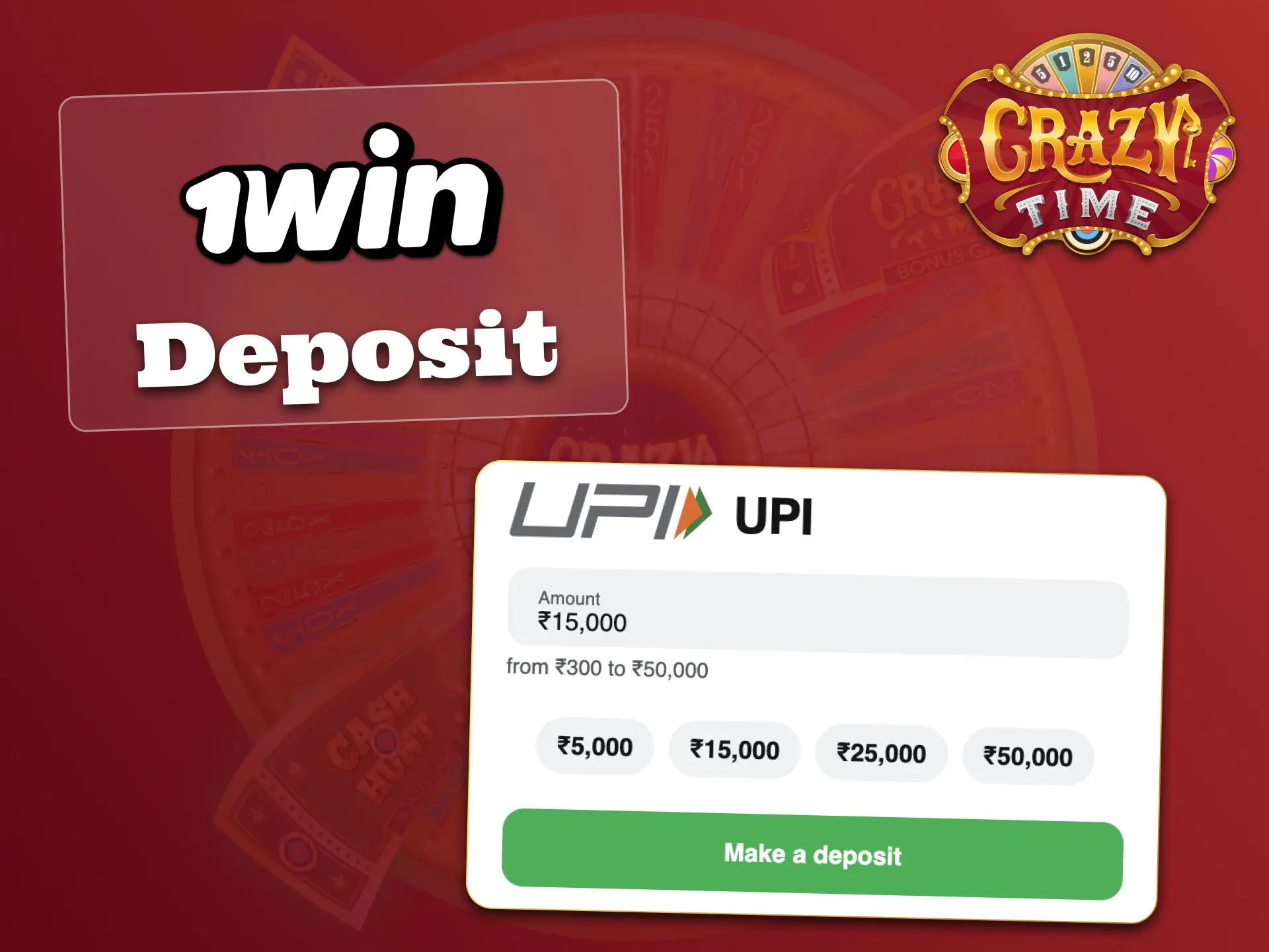 Deposit at 1win now, start playing Crazy Time.