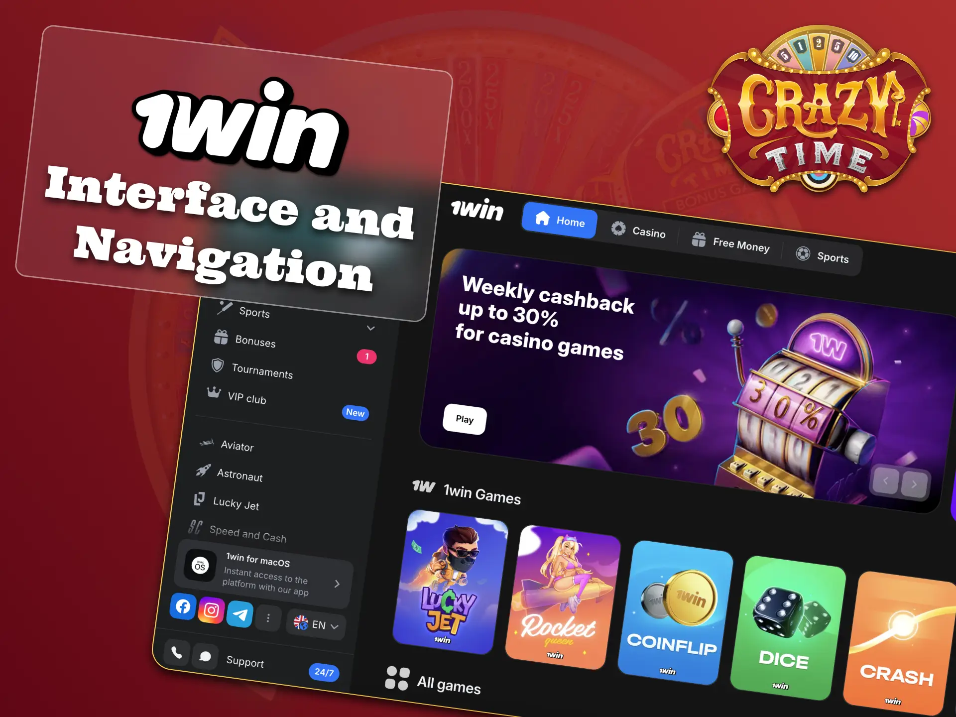 Navigate 1win easily, enjoy Crazy Time without delays.