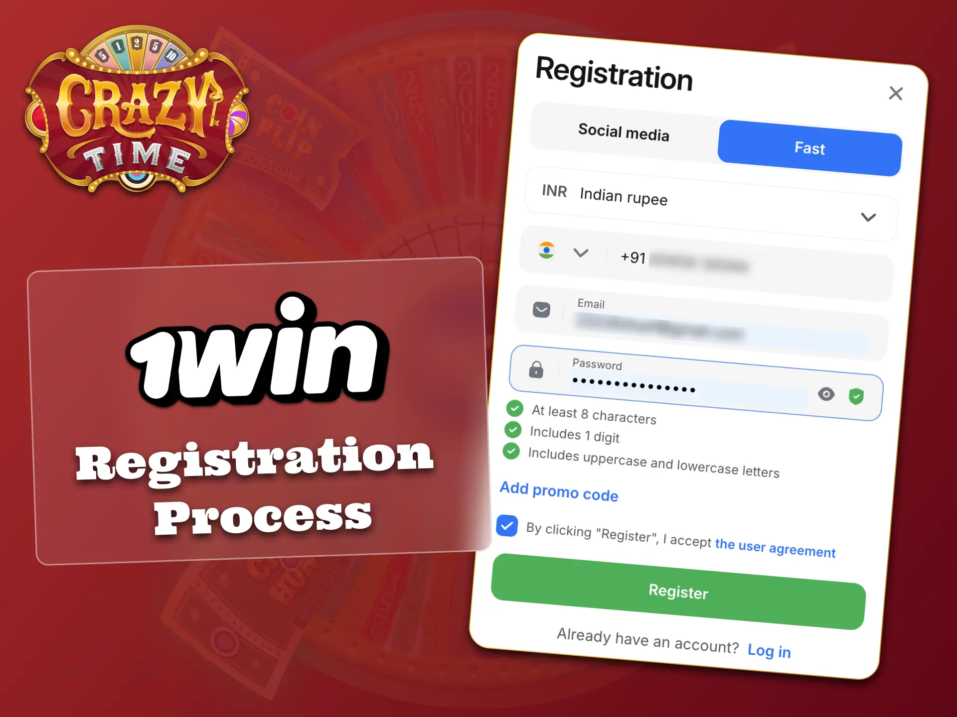 Create your 1win account today, enjoy Crazy Time access.