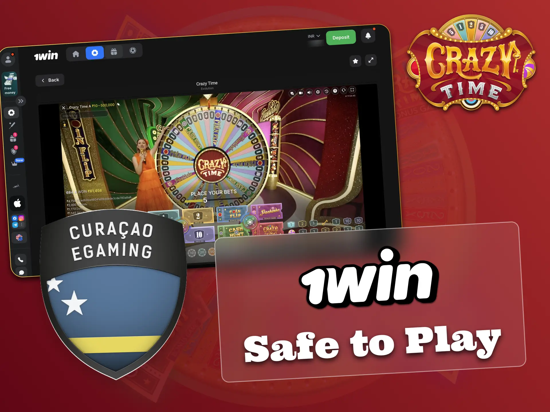 Play Crazy Time safely at 1win, enjoy secure betting.