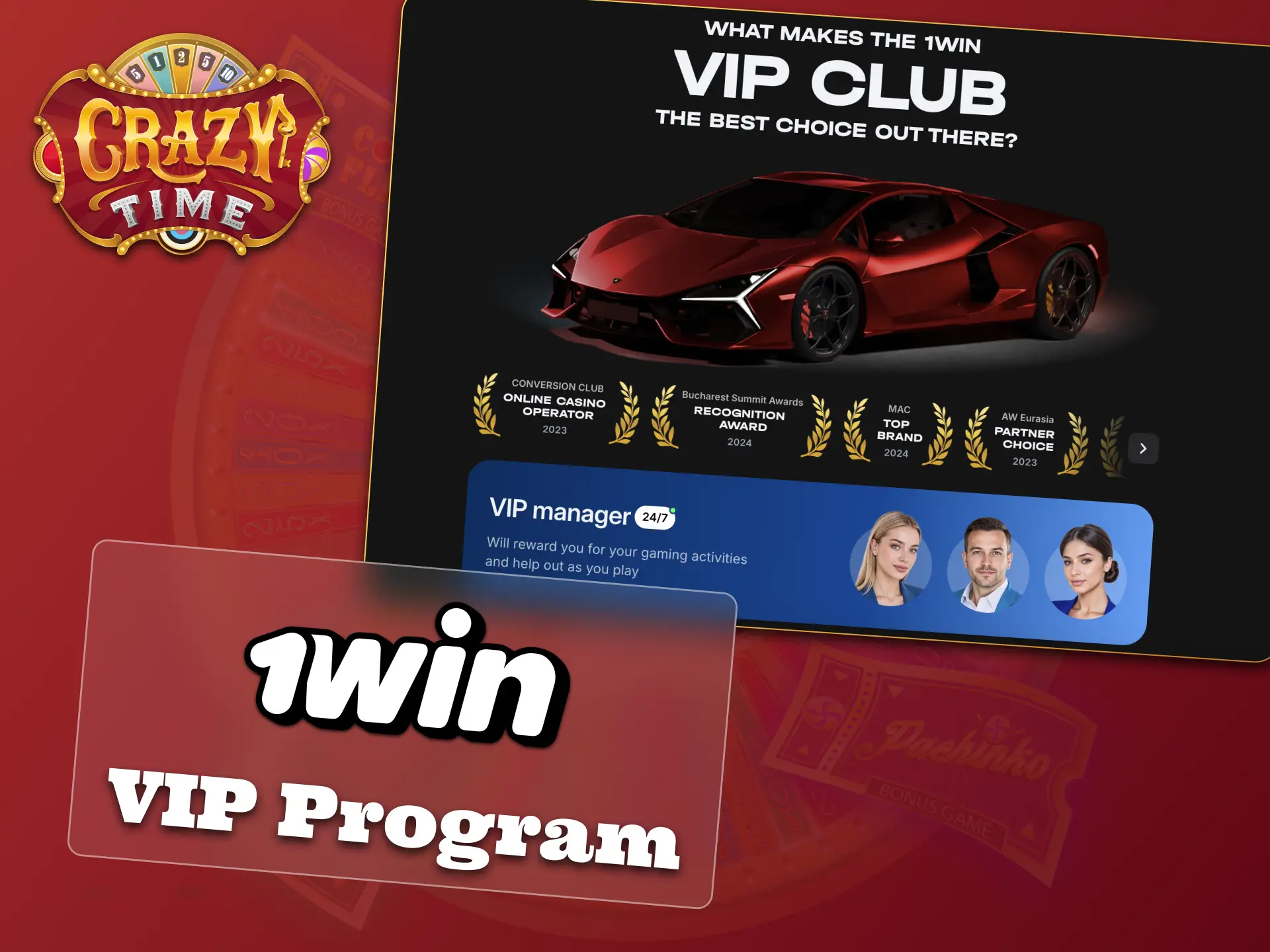 Access VIP privileges at 1win, play Crazy Time in style.