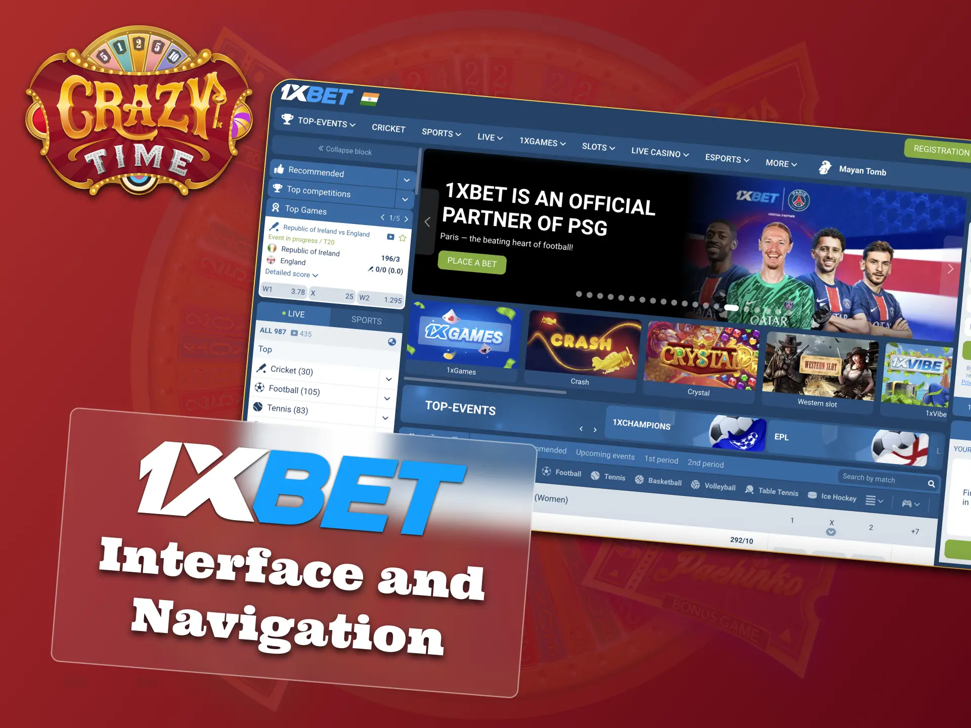 Navigate 1xBet quickly, play Crazy Time instantly.