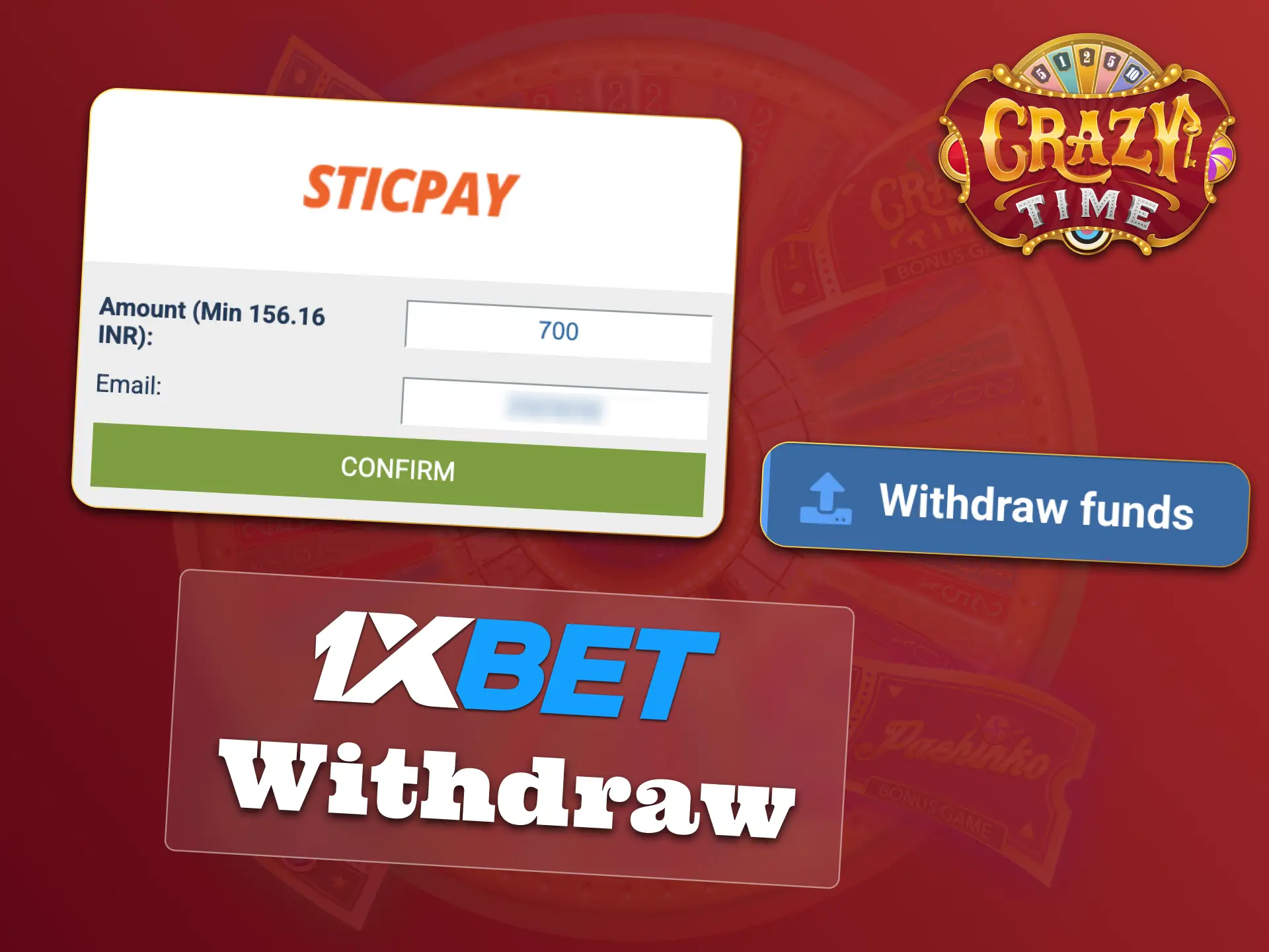 Withdraw Crazy Time winnings safely on 1xBet.