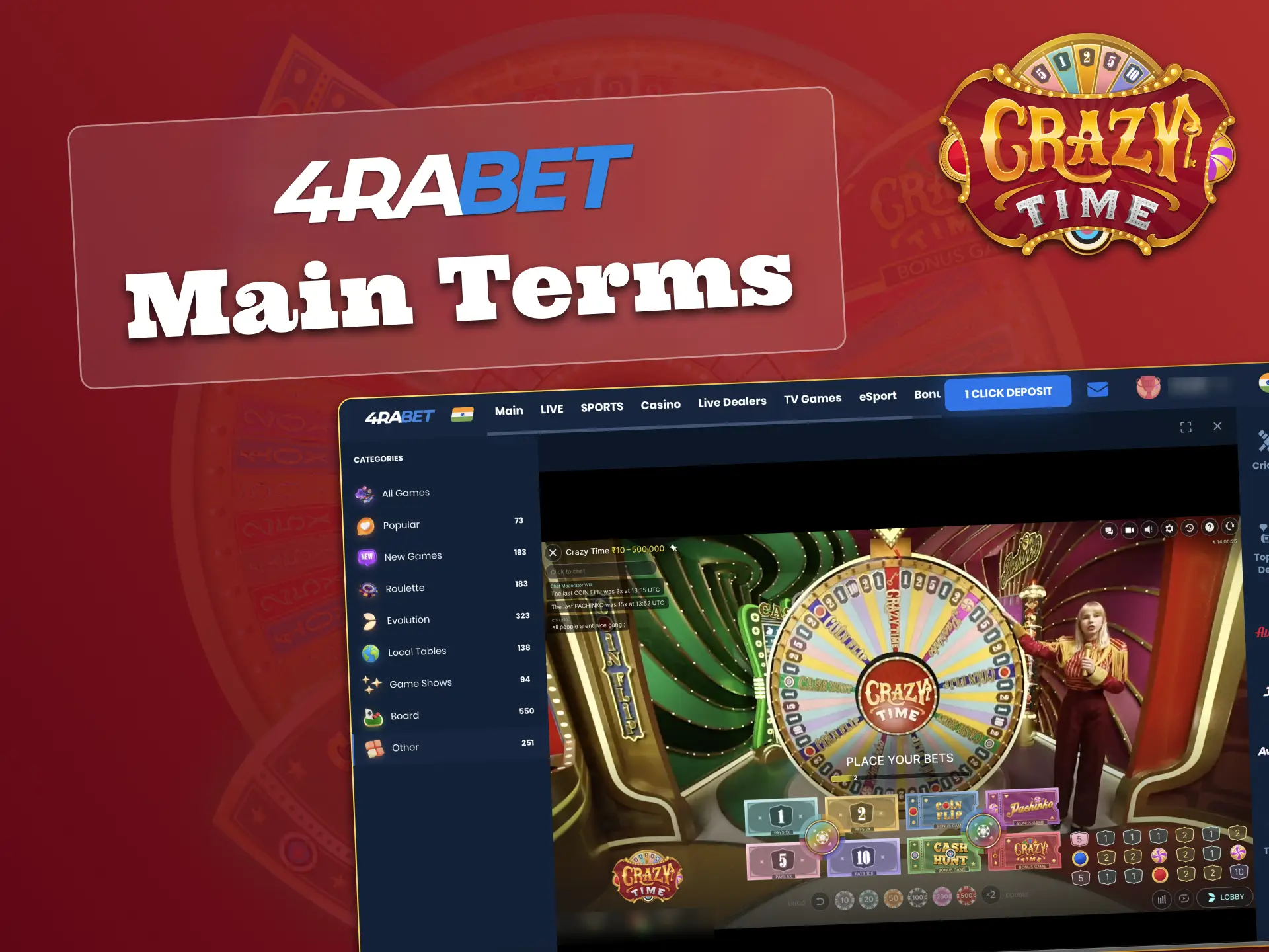 Verify your account and enjoy Crazy Time on 4Rabet.