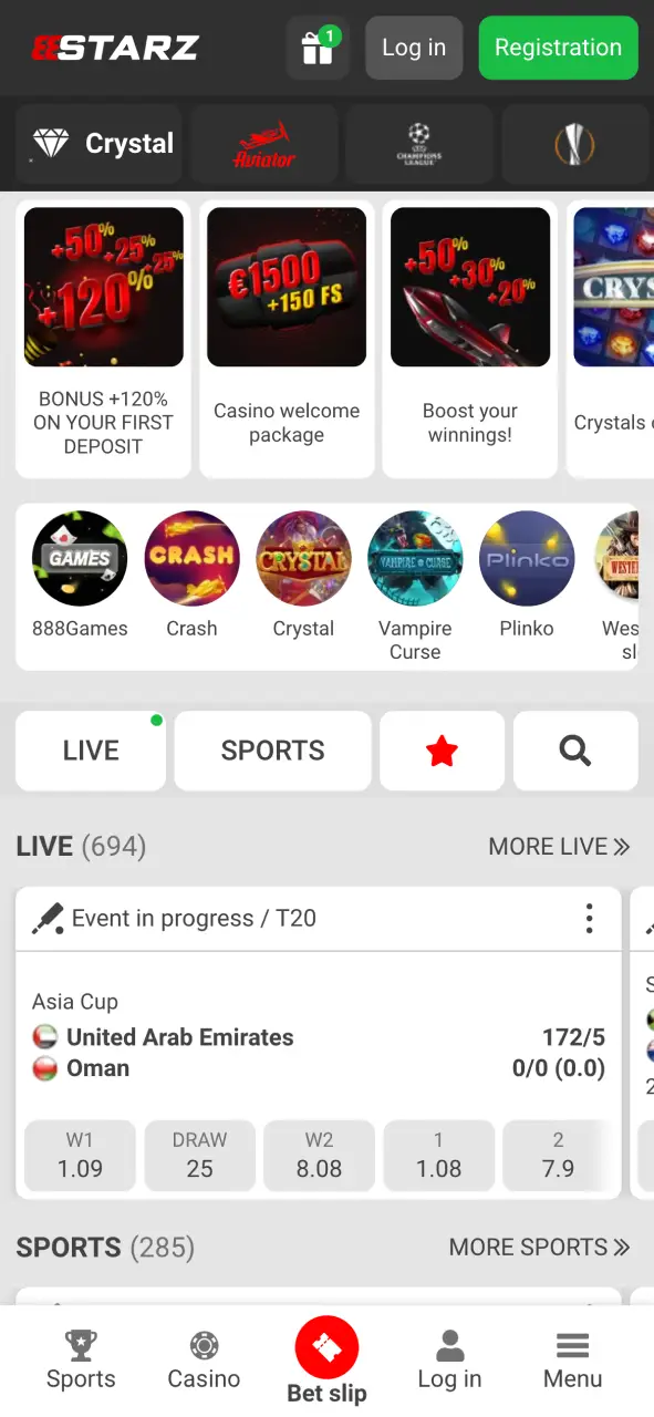 Open 888Starz website to play Crazy Time.