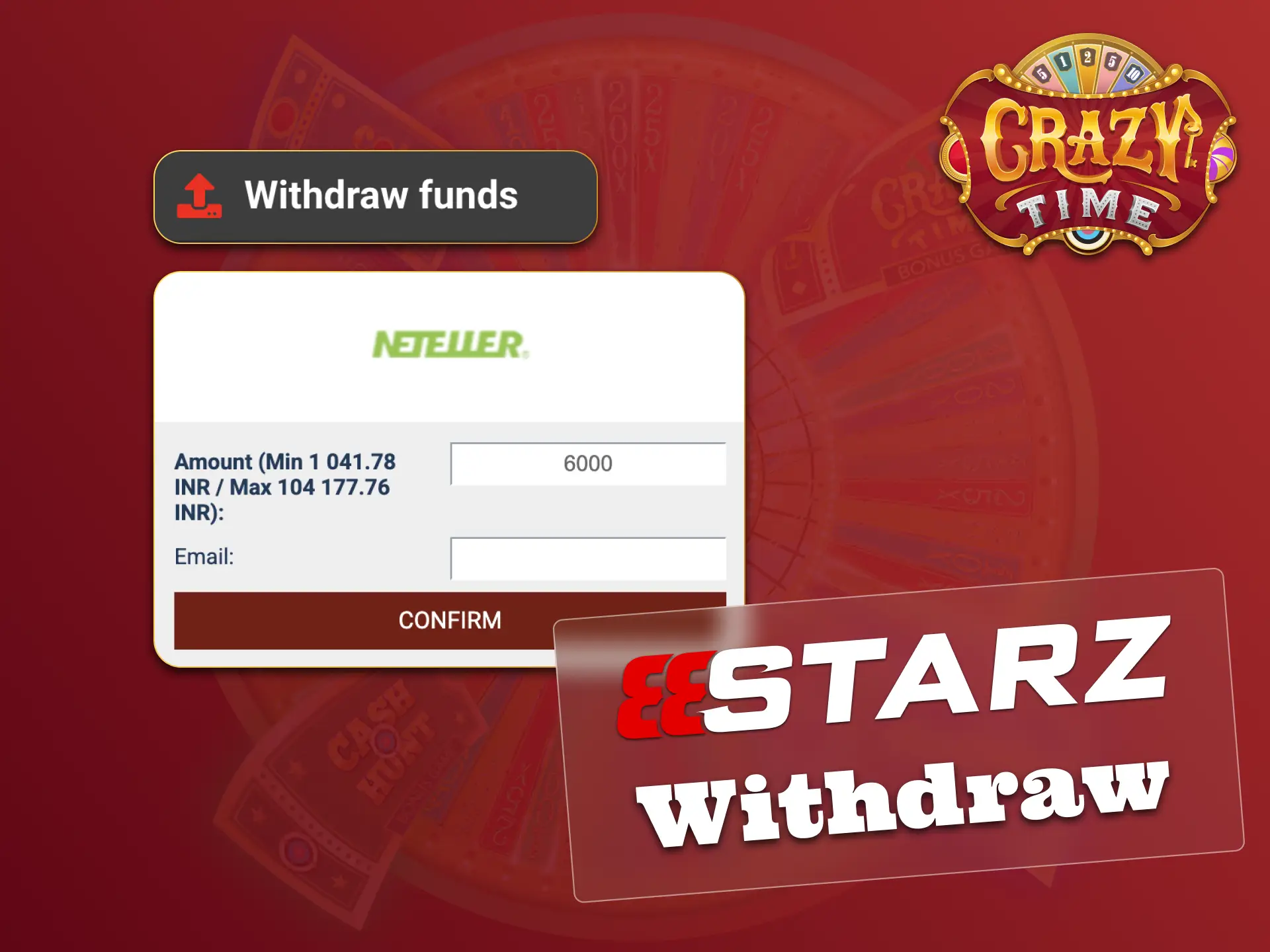 Get your Crazy Time earnings on 888Starz in just a few steps.