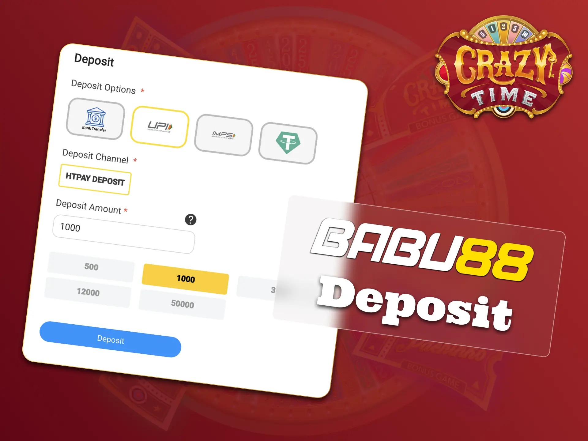 Log in to Babu88, deposit money, and start playing Crazy Time instantly.