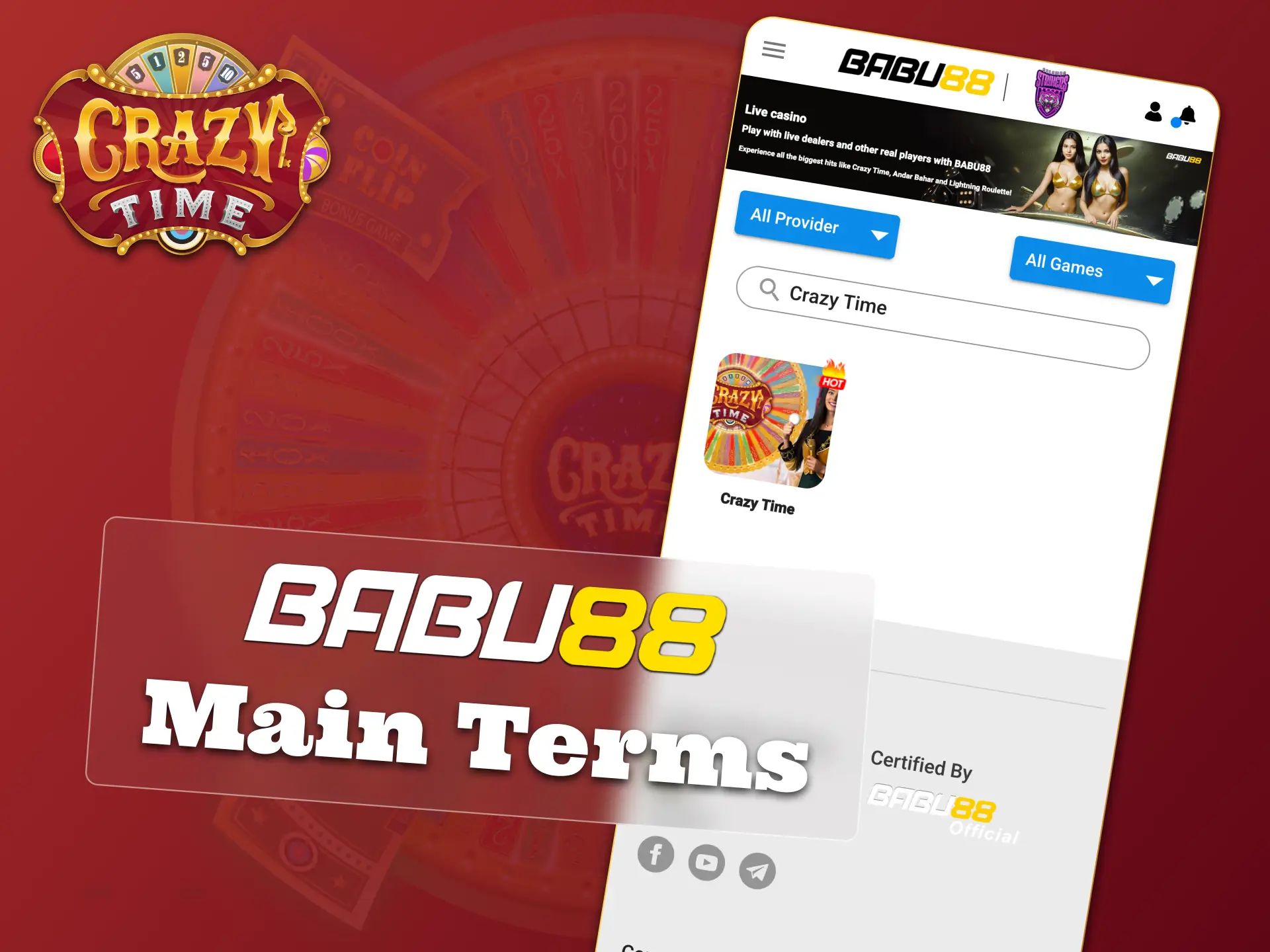 Complete KYC verification to withdraw winnings from Crazy Time at Babu88.