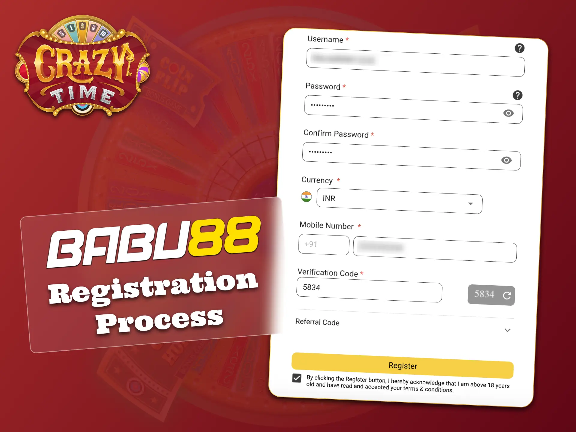 Register at Babu88 and start playing Crazy Time instantly.