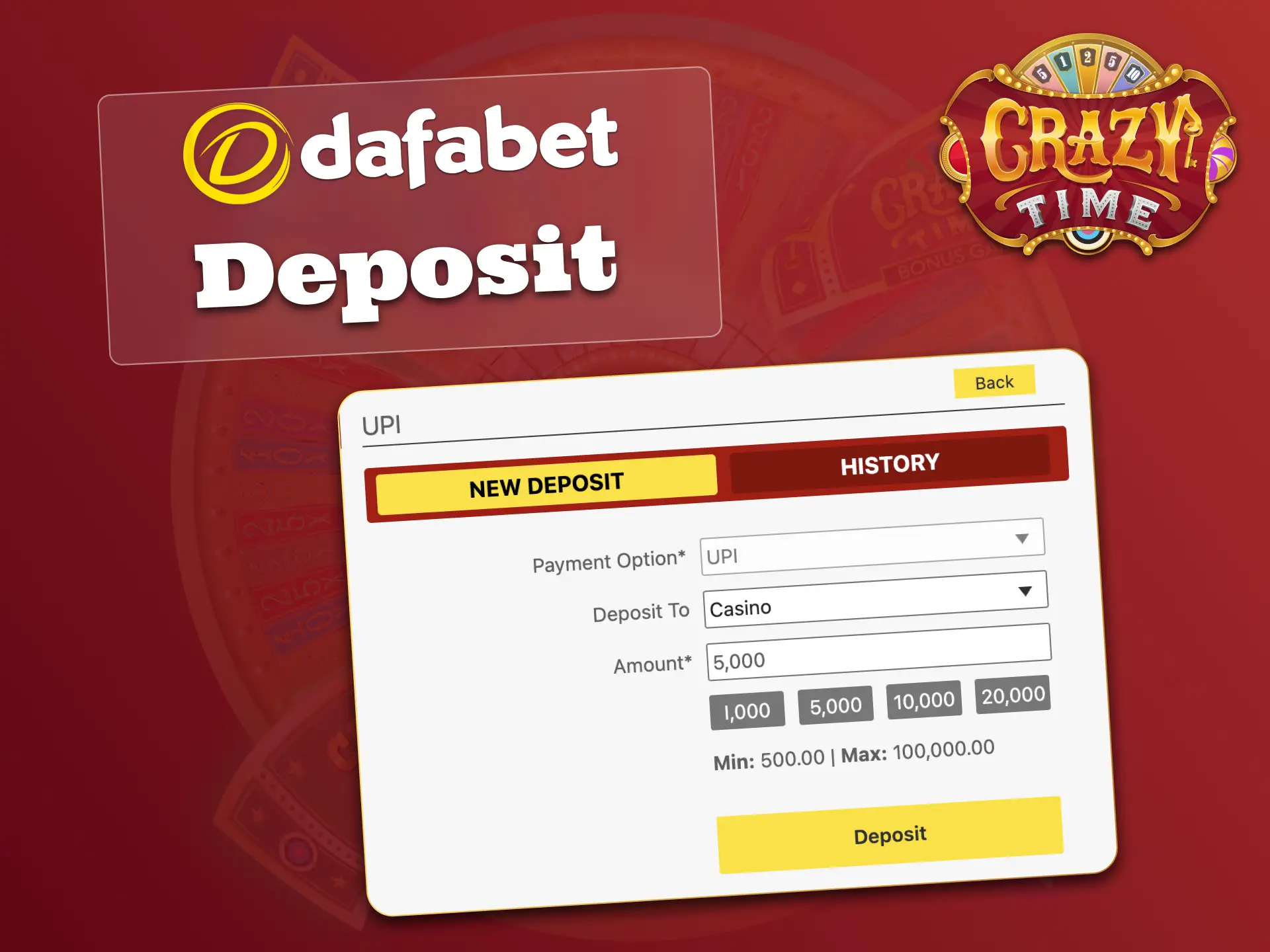 Deposit instantly on Dafabet and start playing Crazy Time today.