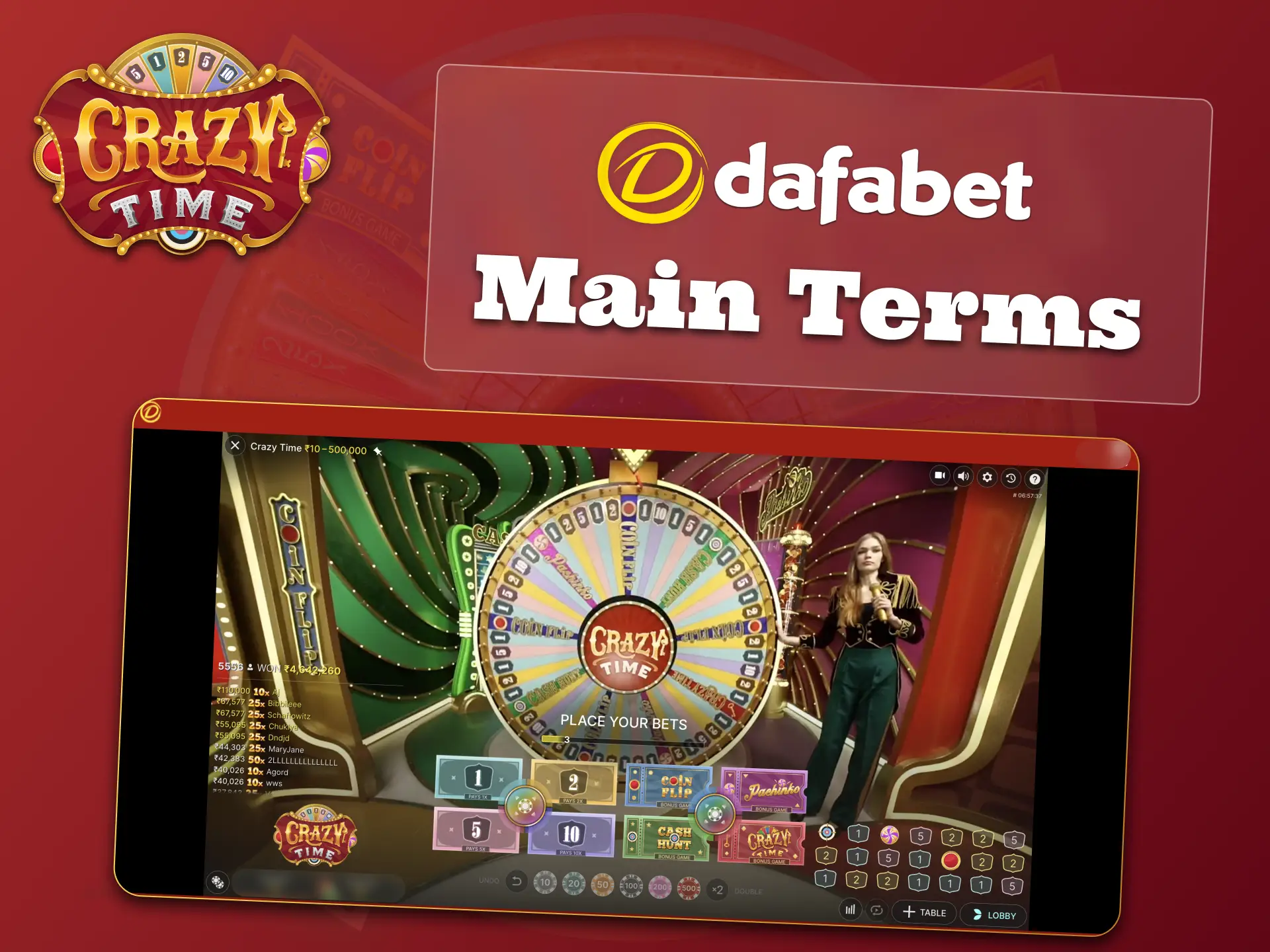 Enjoy Dafabet Crazy Time while respecting age limits and single account rules.