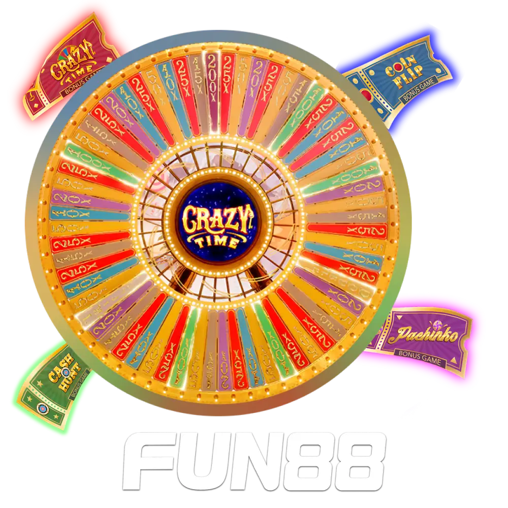 Play Crazy Time at Fun88 on mobile or desktop.