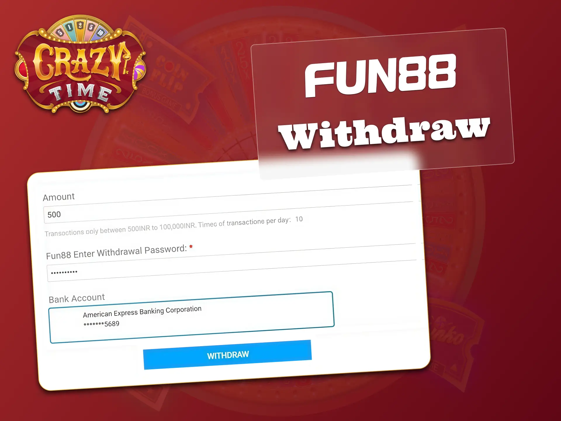Withdraw winnings from Fun88 securely and enjoy Crazy Time again.