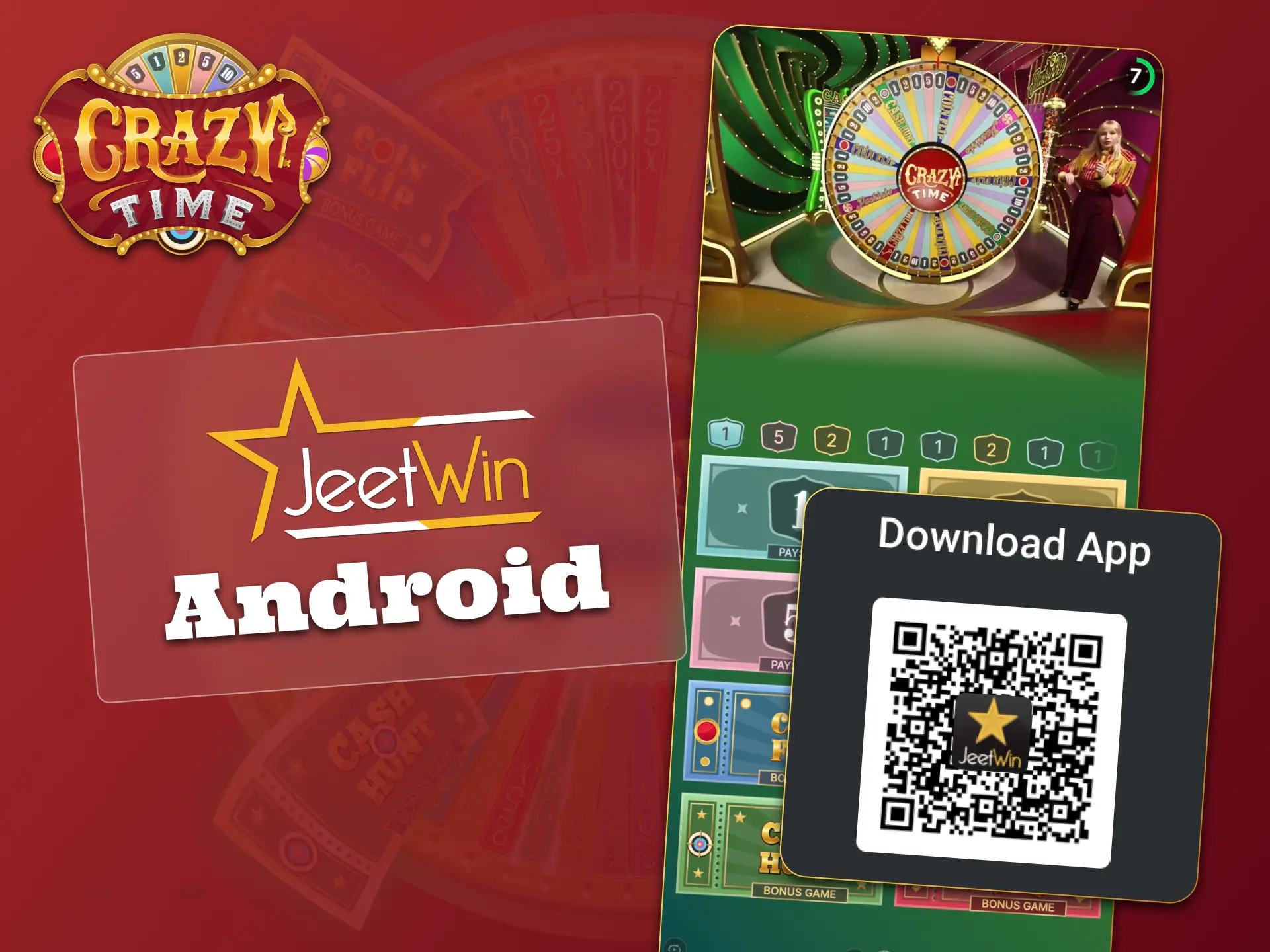 Get JeetWin Android app for smooth Crazy Time play.