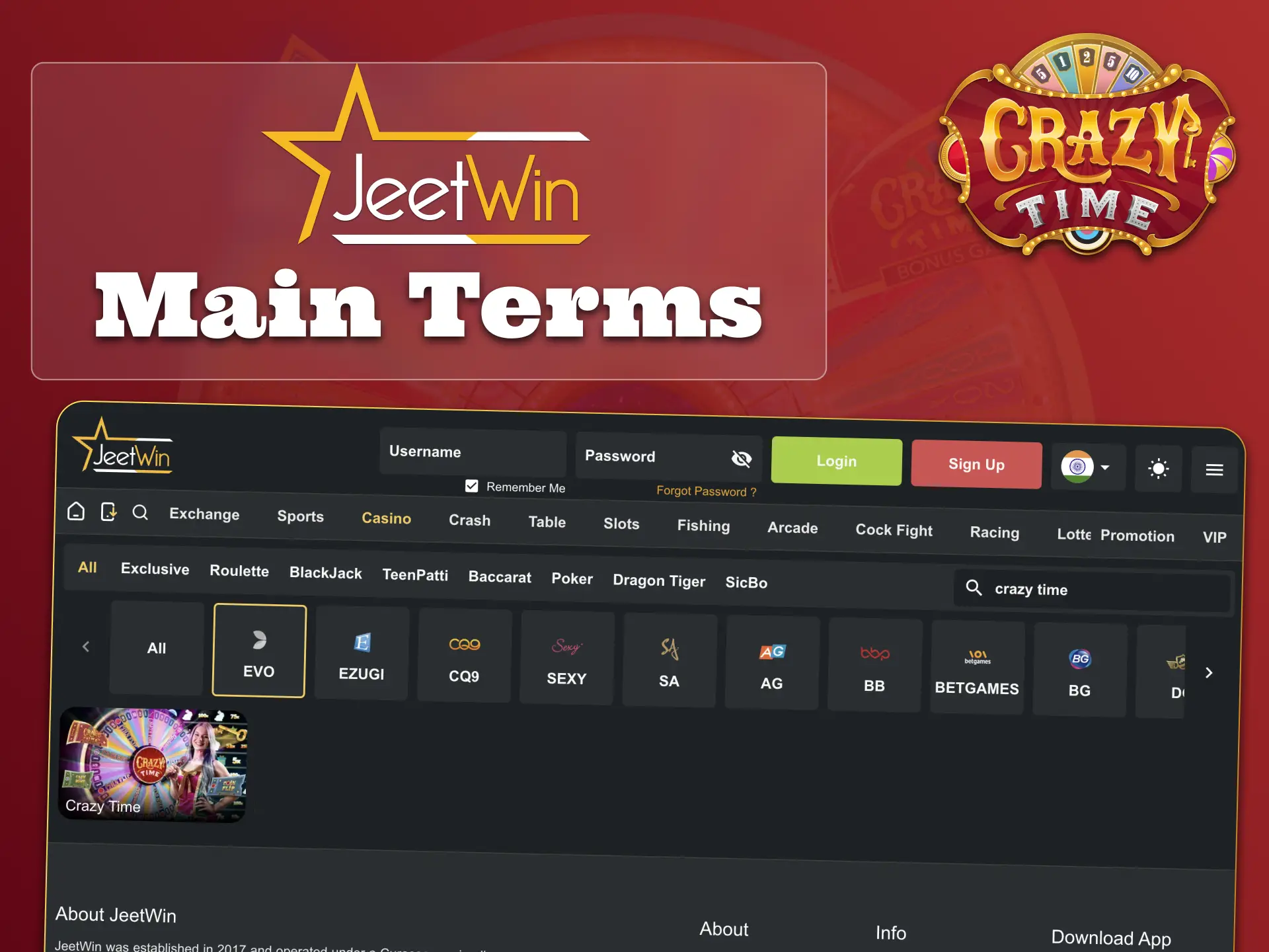 JeetWin enforces fair rules for Crazy Time and other games.
