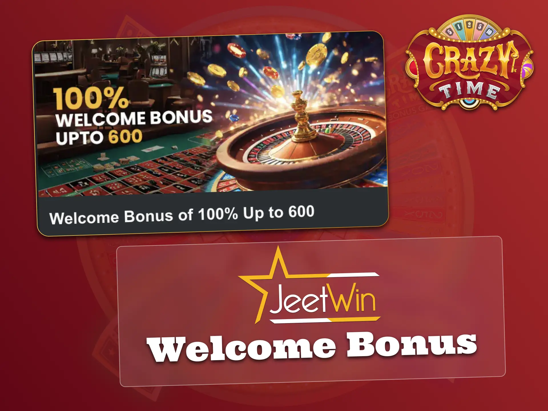 Claim your JeetWin welcome bonus and double your play in Crazy Time.