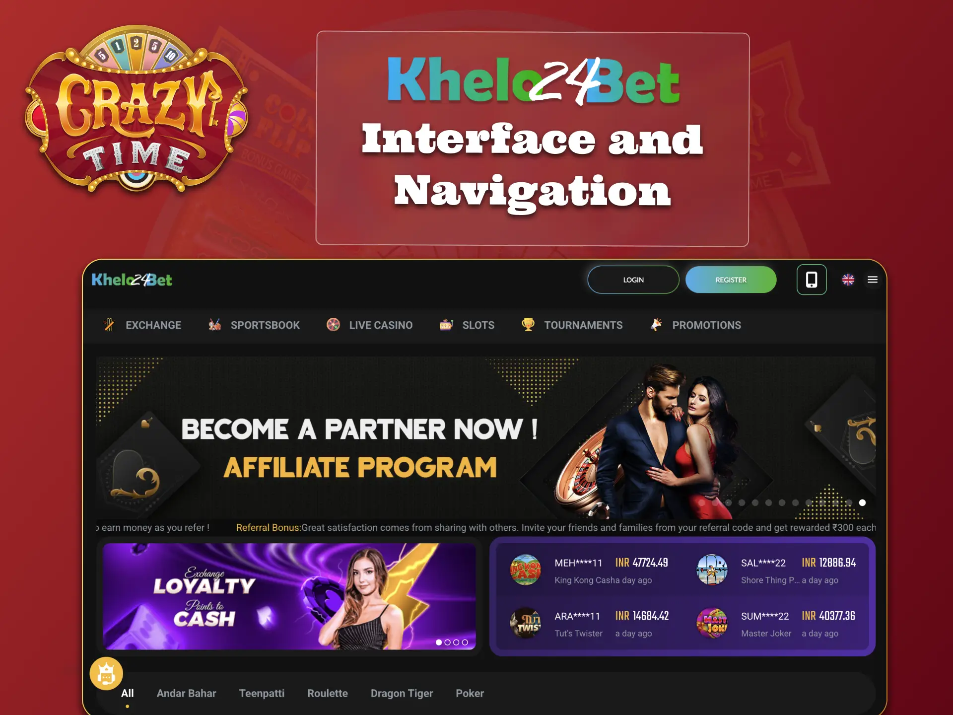 Play Crazy Time at Khelo24bet with easy navigation and fast loading pages.