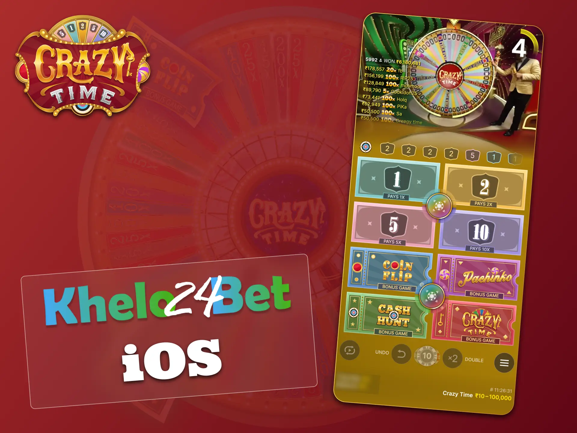 Add Khelo24bet app to iOS home screen and play Crazy Time anytime.
