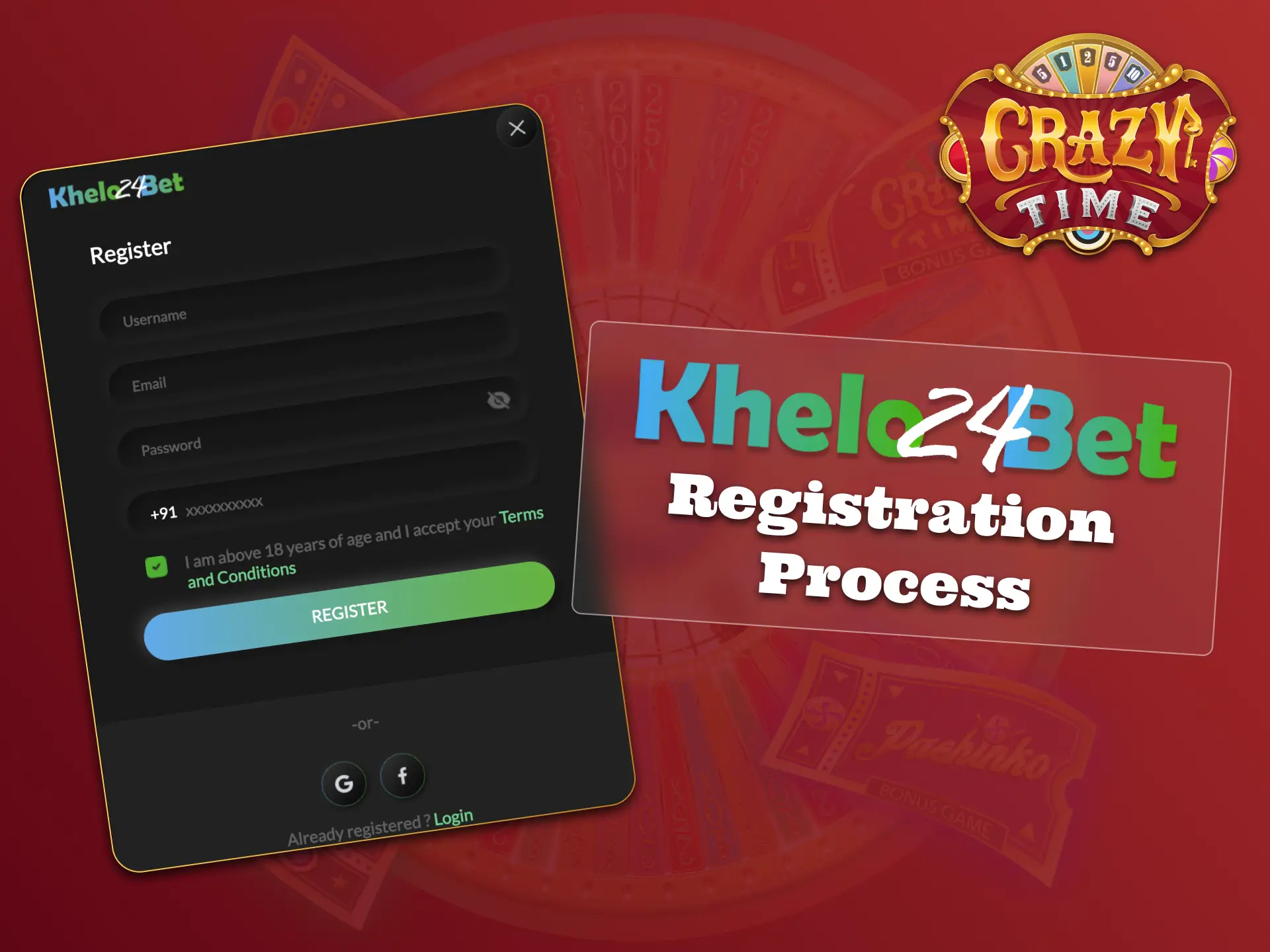 Register at Khelo24bet to play Crazy Time and claim exciting bonuses.