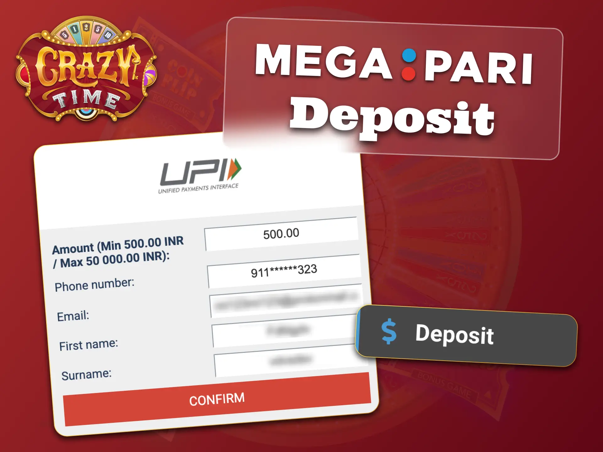 Deposit at Megapari now, start playing Crazy Time.