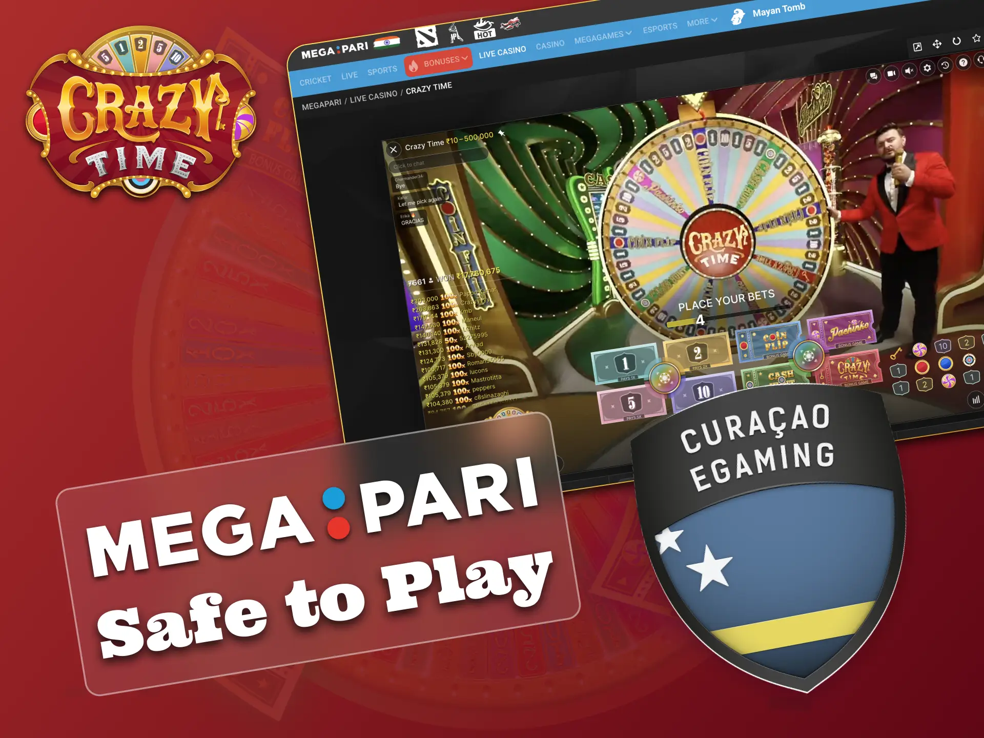 Play Crazy Time safely at Megapari, enjoy secure betting.