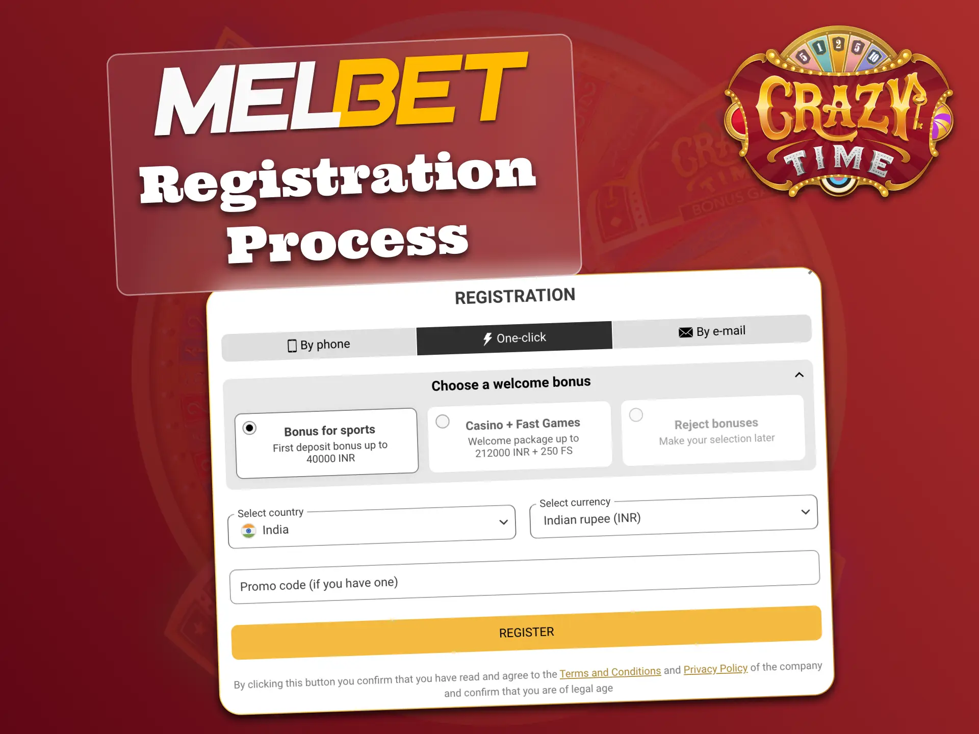 Join Melbet easily, play Crazy Time after sign up.
