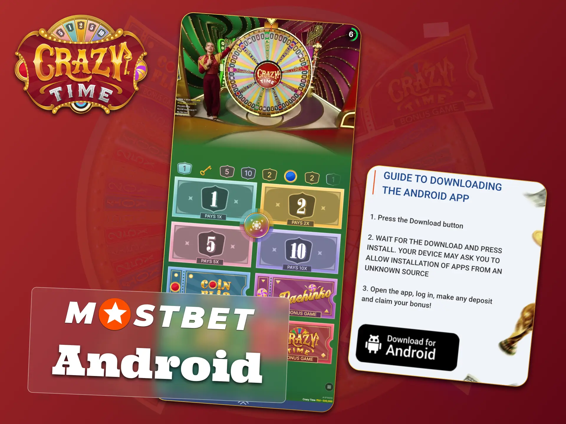 Access Crazy Time anytime with Mostbet Android app.