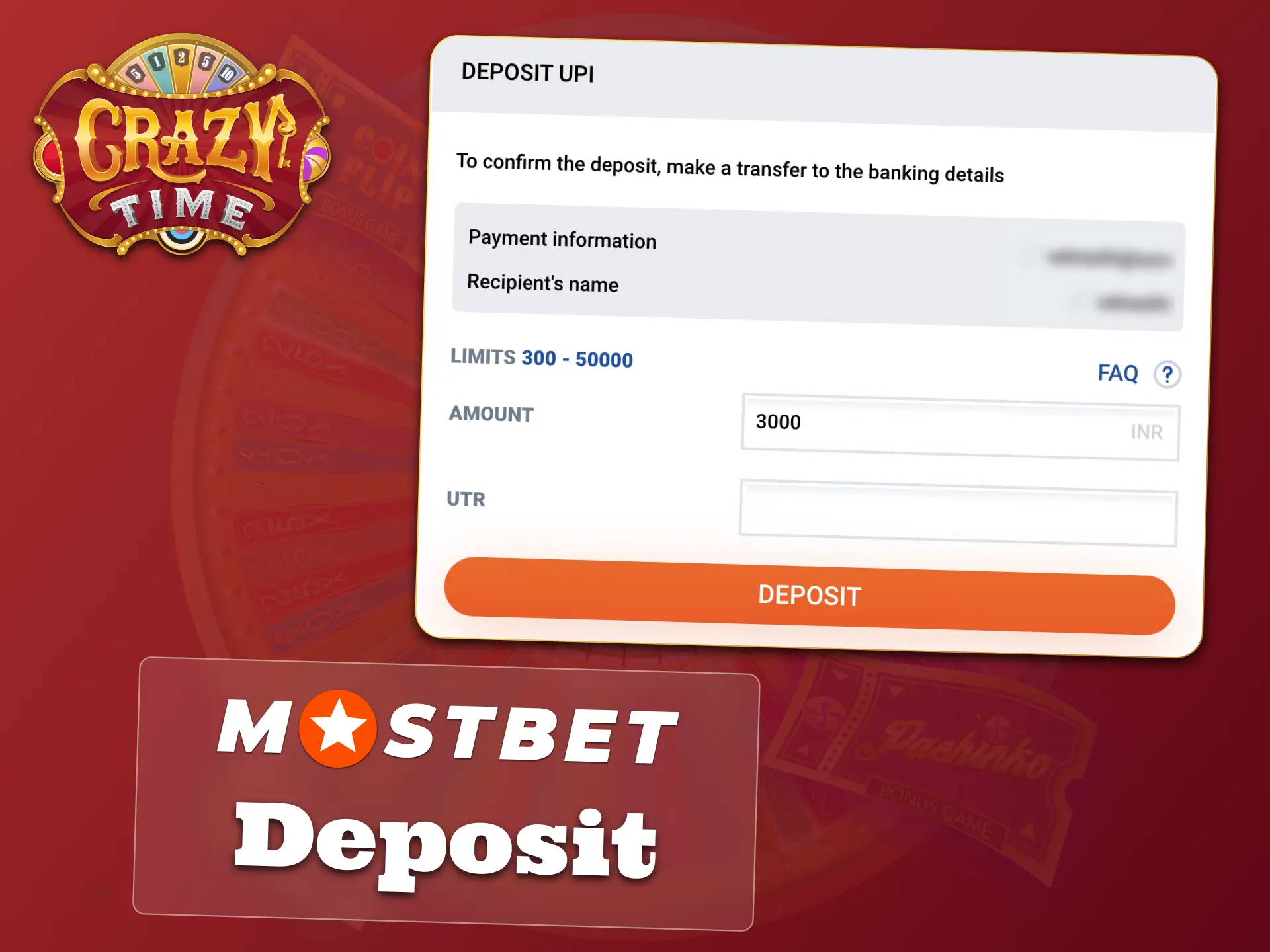 Choose payment method and start playing Crazy Time on Mostbet.