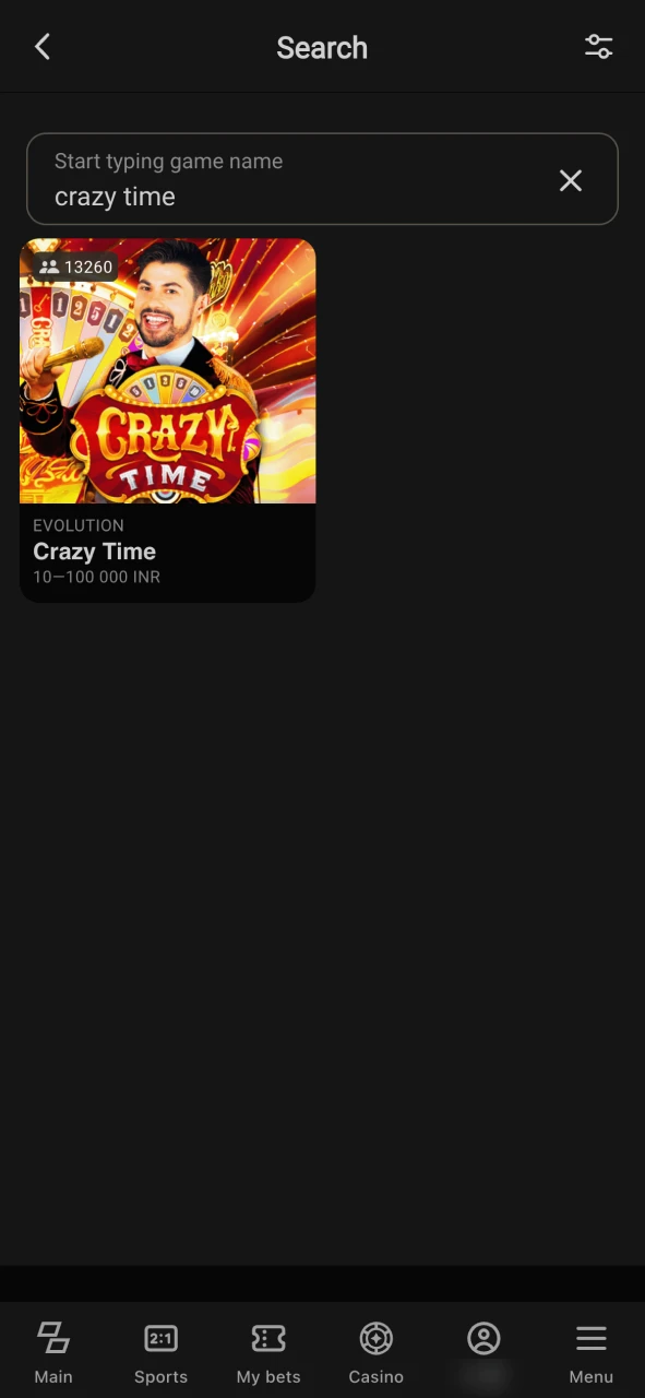Go to game shows at Parimatch and join Crazy Time.