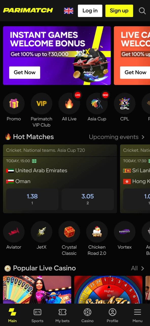 Play Crazy Time at Parimatch official website.