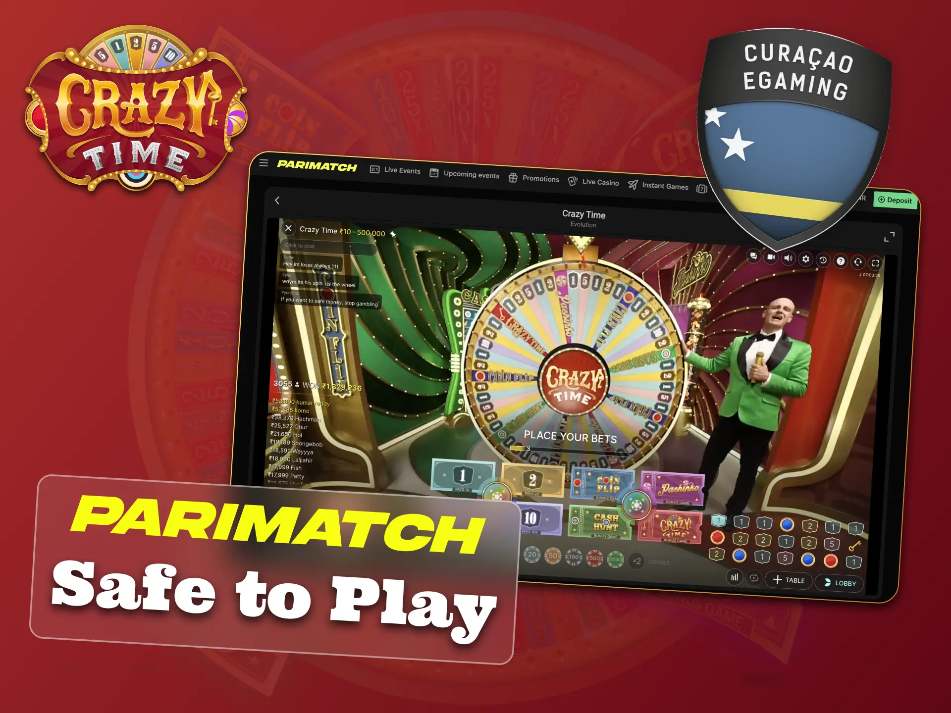 Play Crazy Time safely at Parimatch, enjoy secure betting.