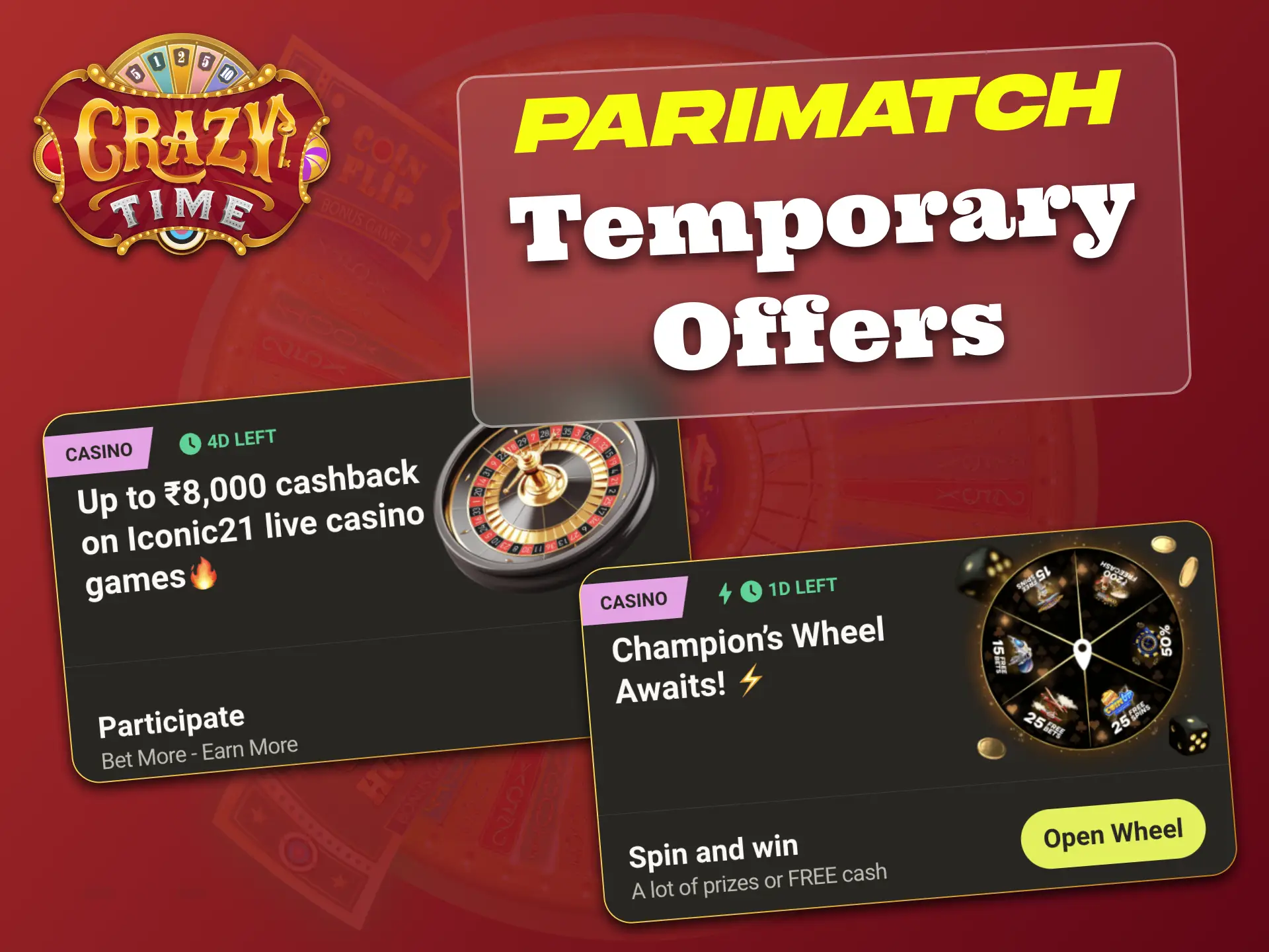 Activate Parimatch live promos, enjoy Crazy Time before they end.