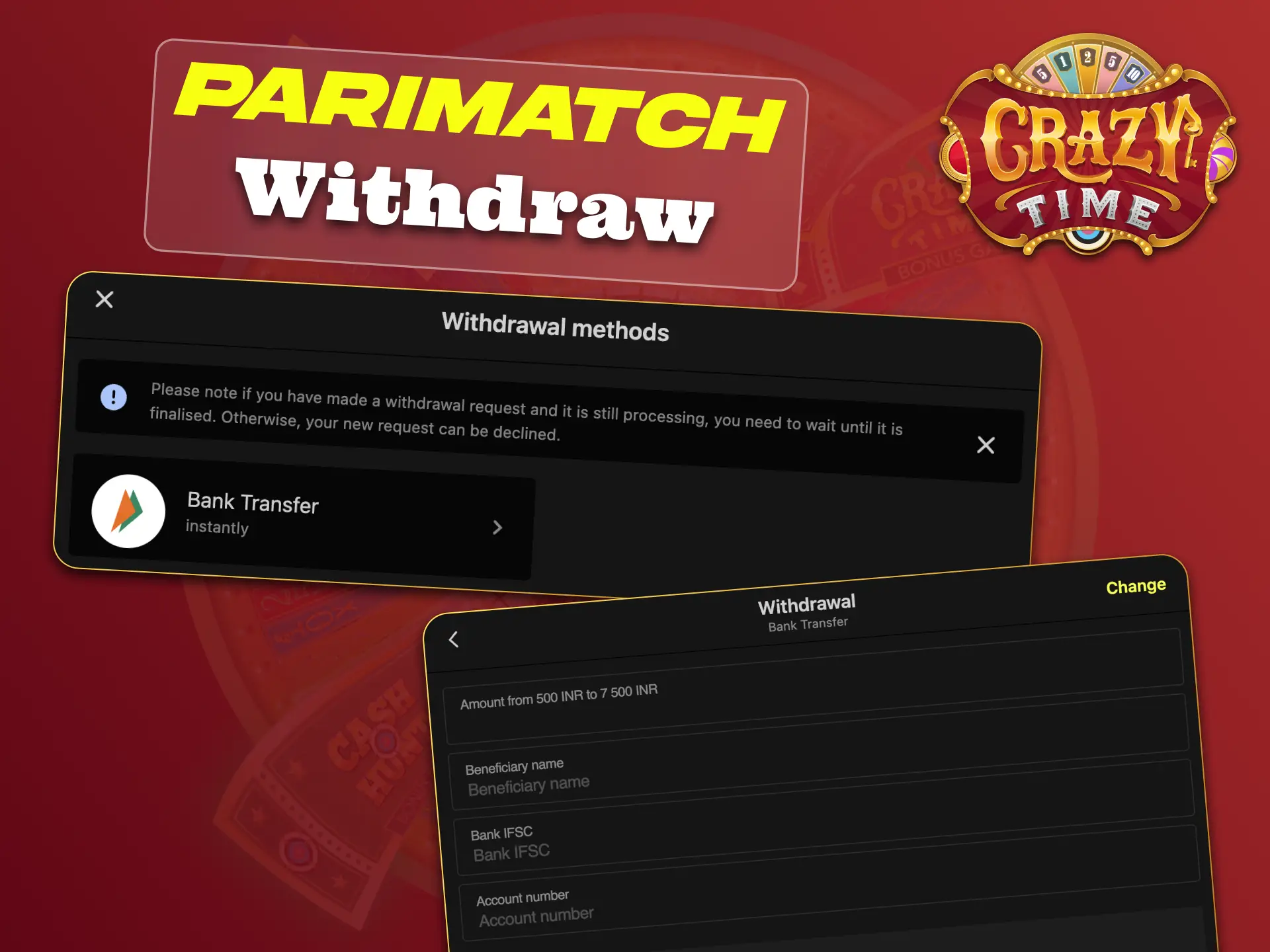 Withdraw your winnings from Parimatch, enjoy Crazy Time profits.