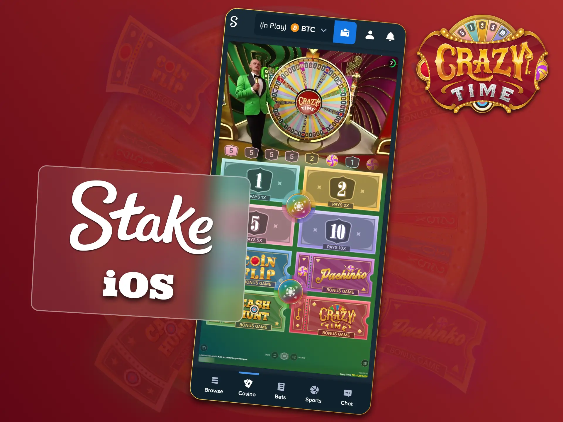 Install Stake on iPhone, enjoy Crazy Time anywhere.