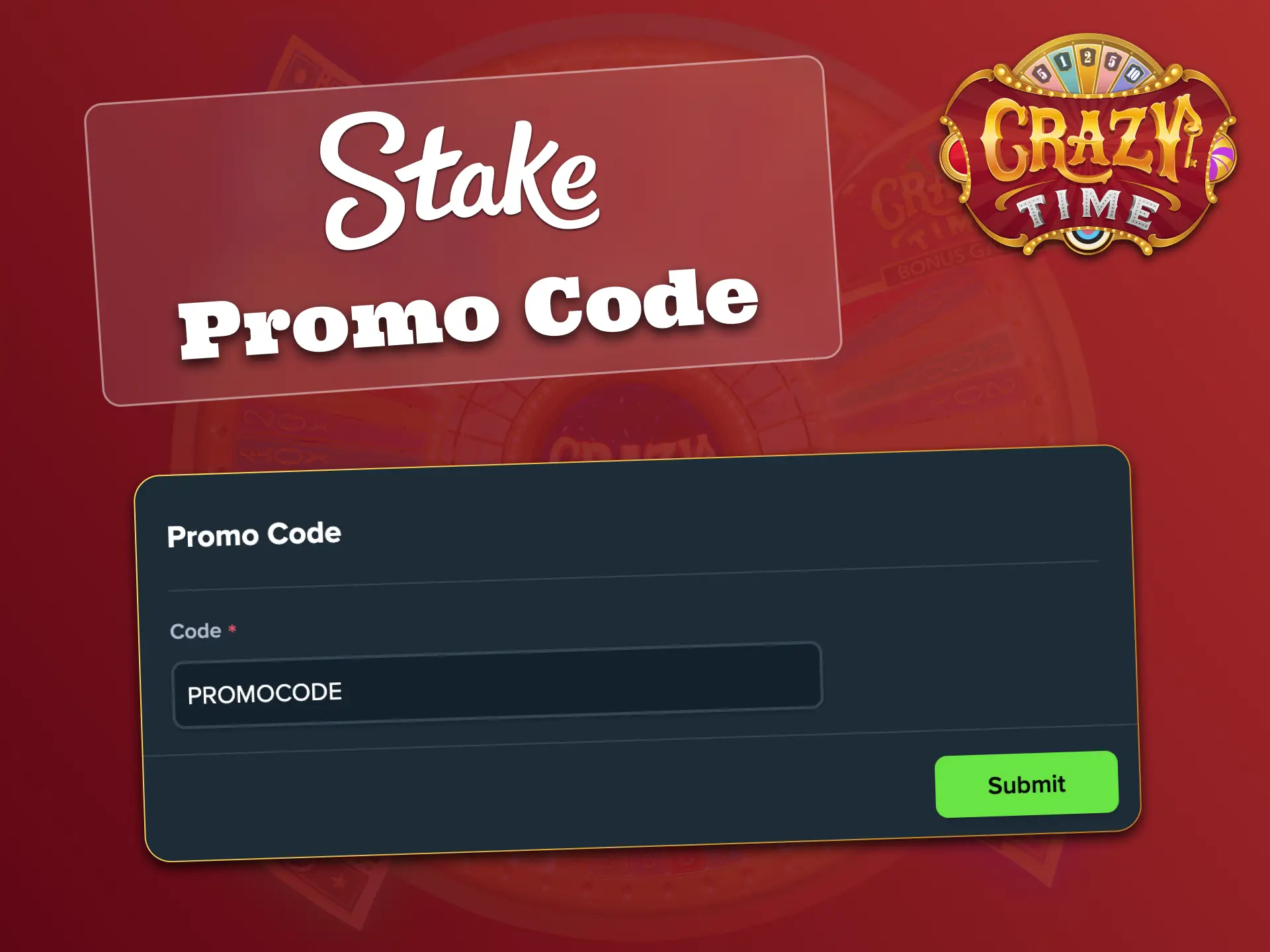Enter Stake promo code today, unlock Crazy Time rewards.